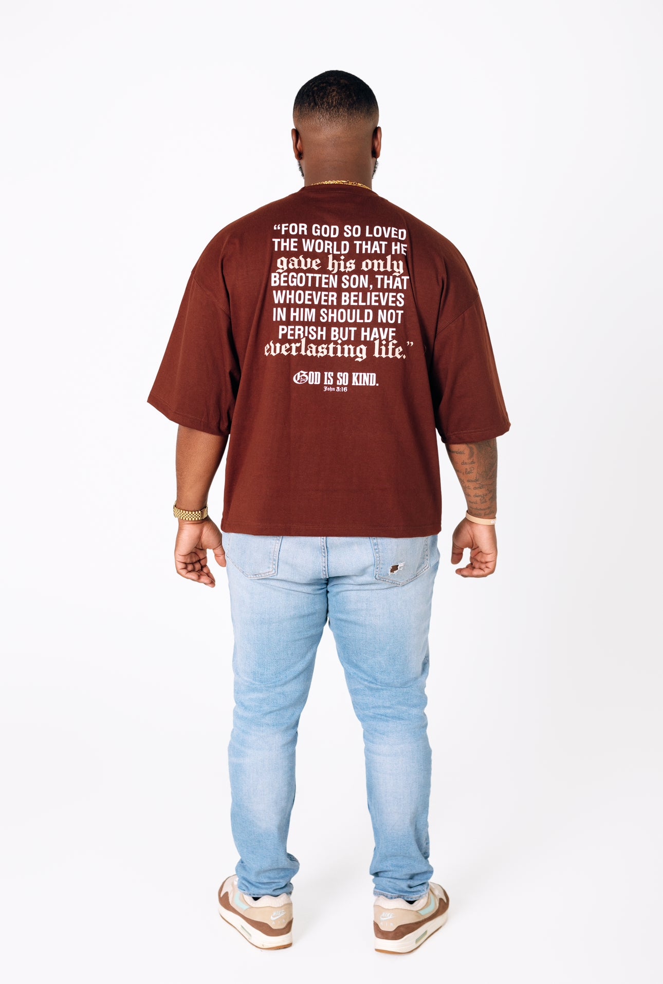 GOD IS SO KIND I Oversized Brown x Cream T-Shirt