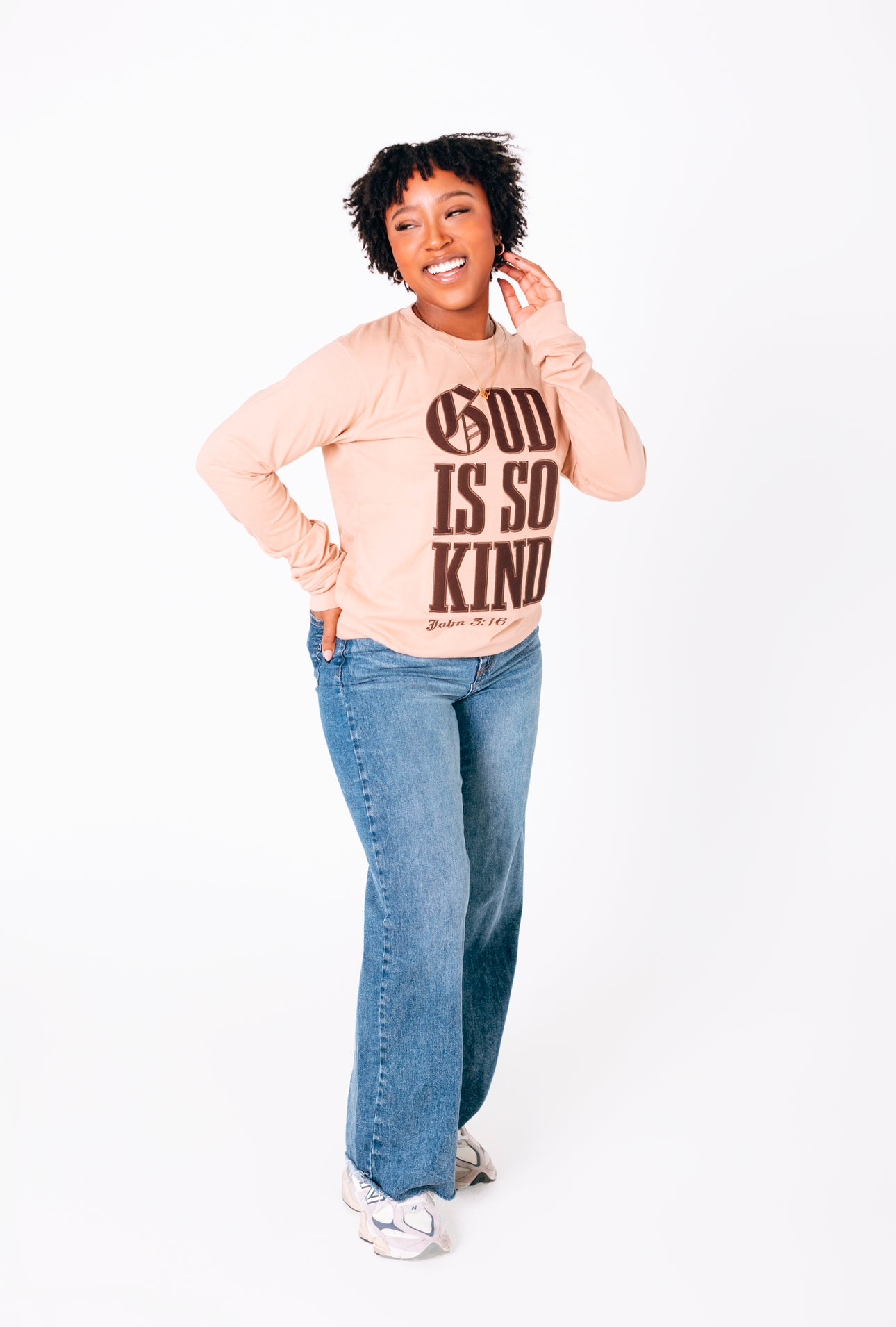 GOD IS SO KIND I Cream x Brown Stitched Long Sleeve