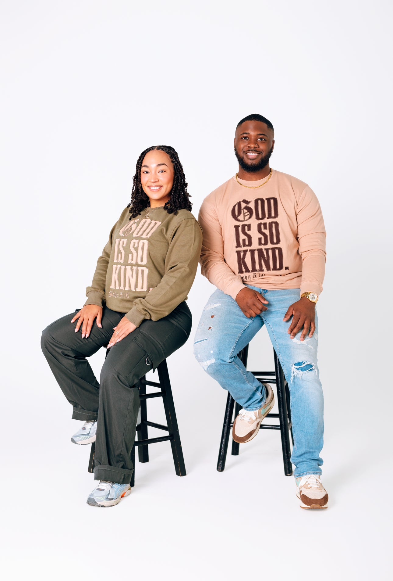 GOD IS SO KIND I Cream x Brown Stitched Long Sleeve