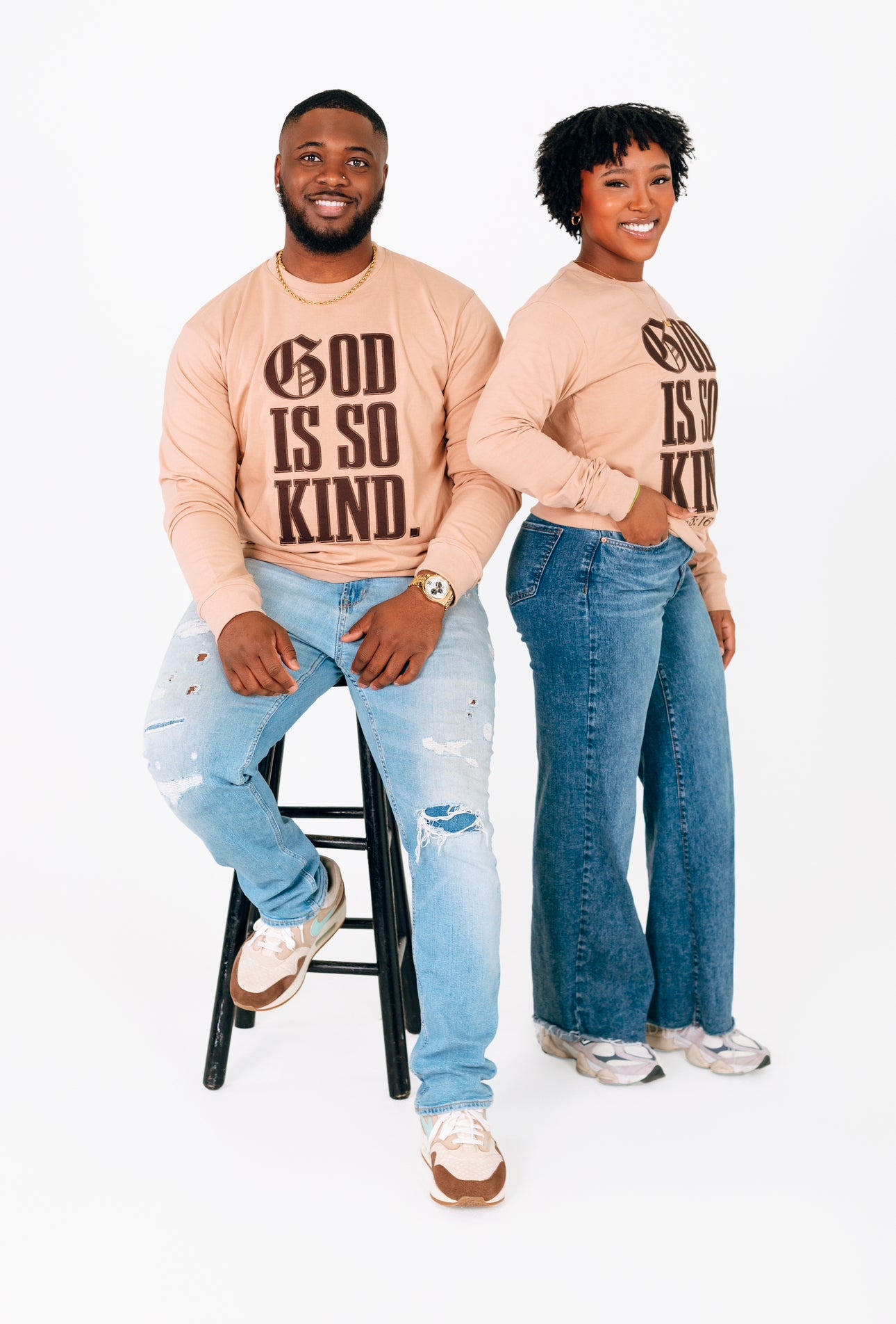 GOD IS SO KIND I Cream x Brown Stitched Long Sleeve