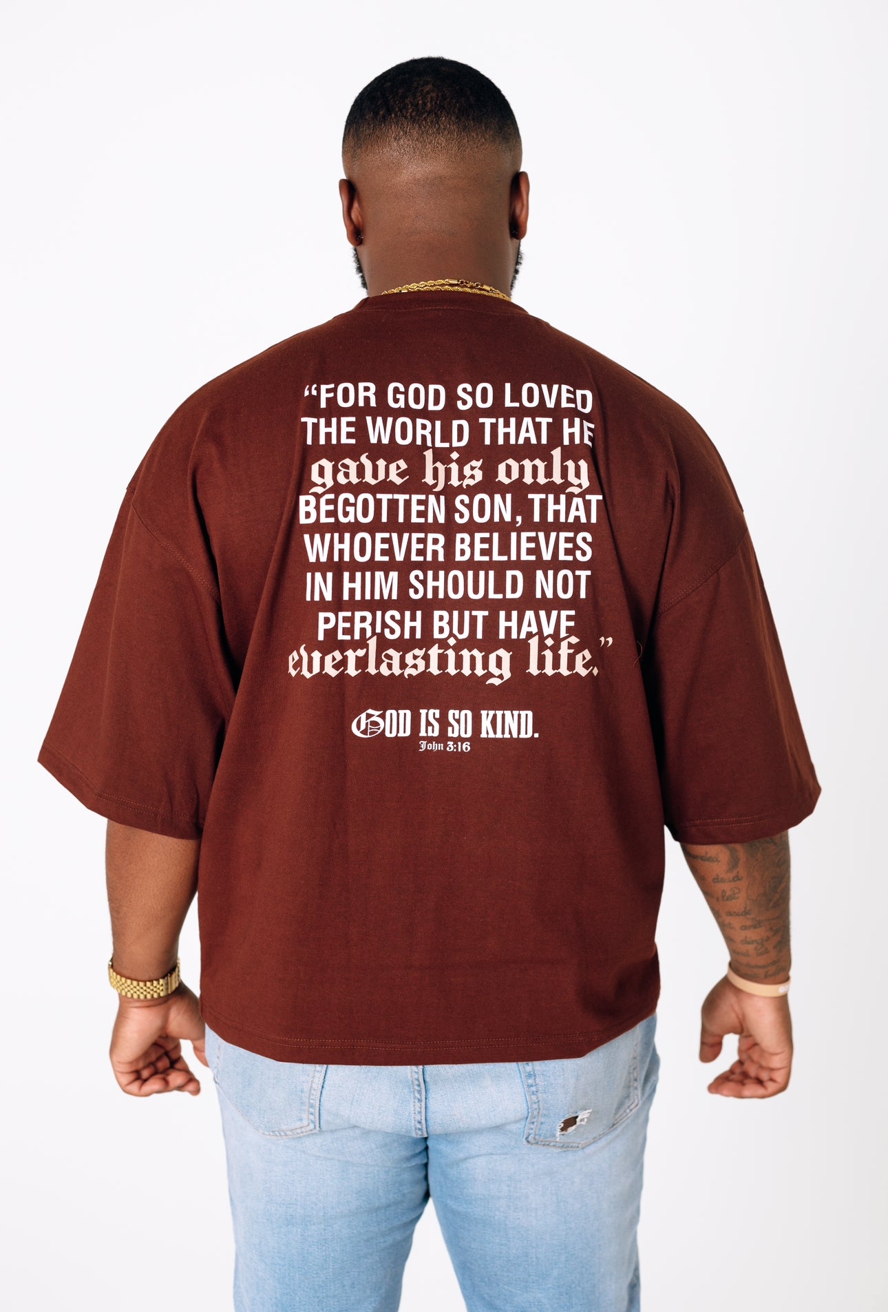 GOD IS SO KIND I Oversized Brown x Cream T-Shirt