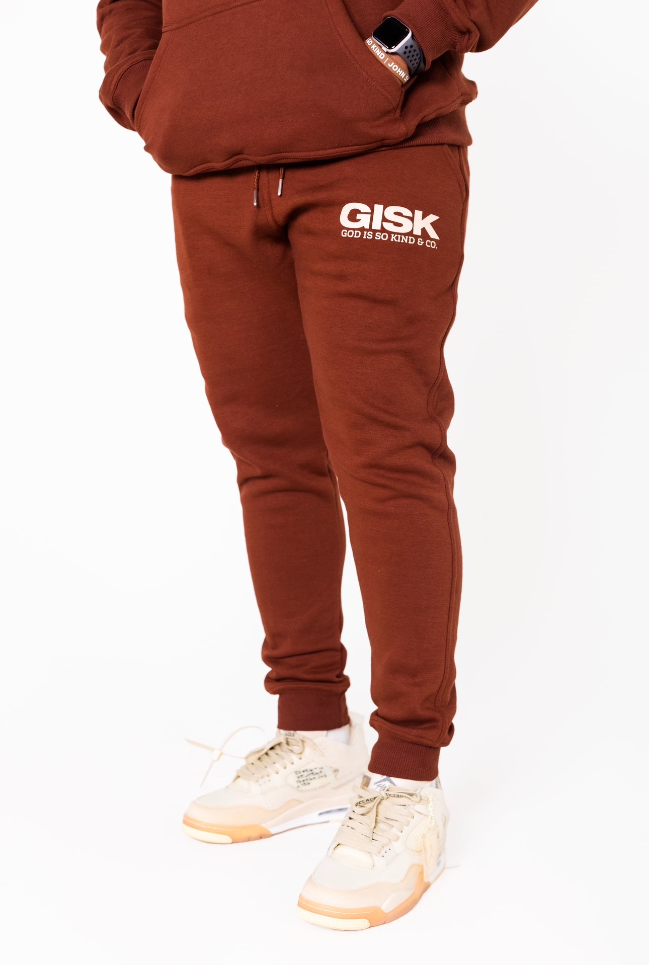 GOD IS SO KIND I Brown x Cream Tapered Sweatpants