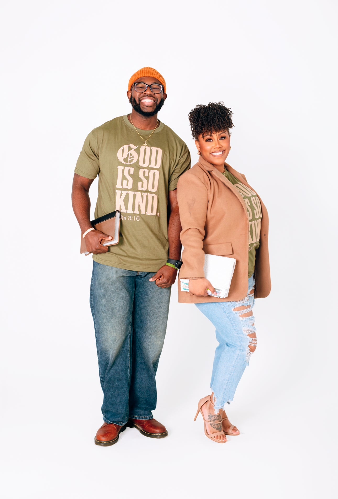 GOD IS SO KIND  I  Green x Cream Stitched Short Sleeve