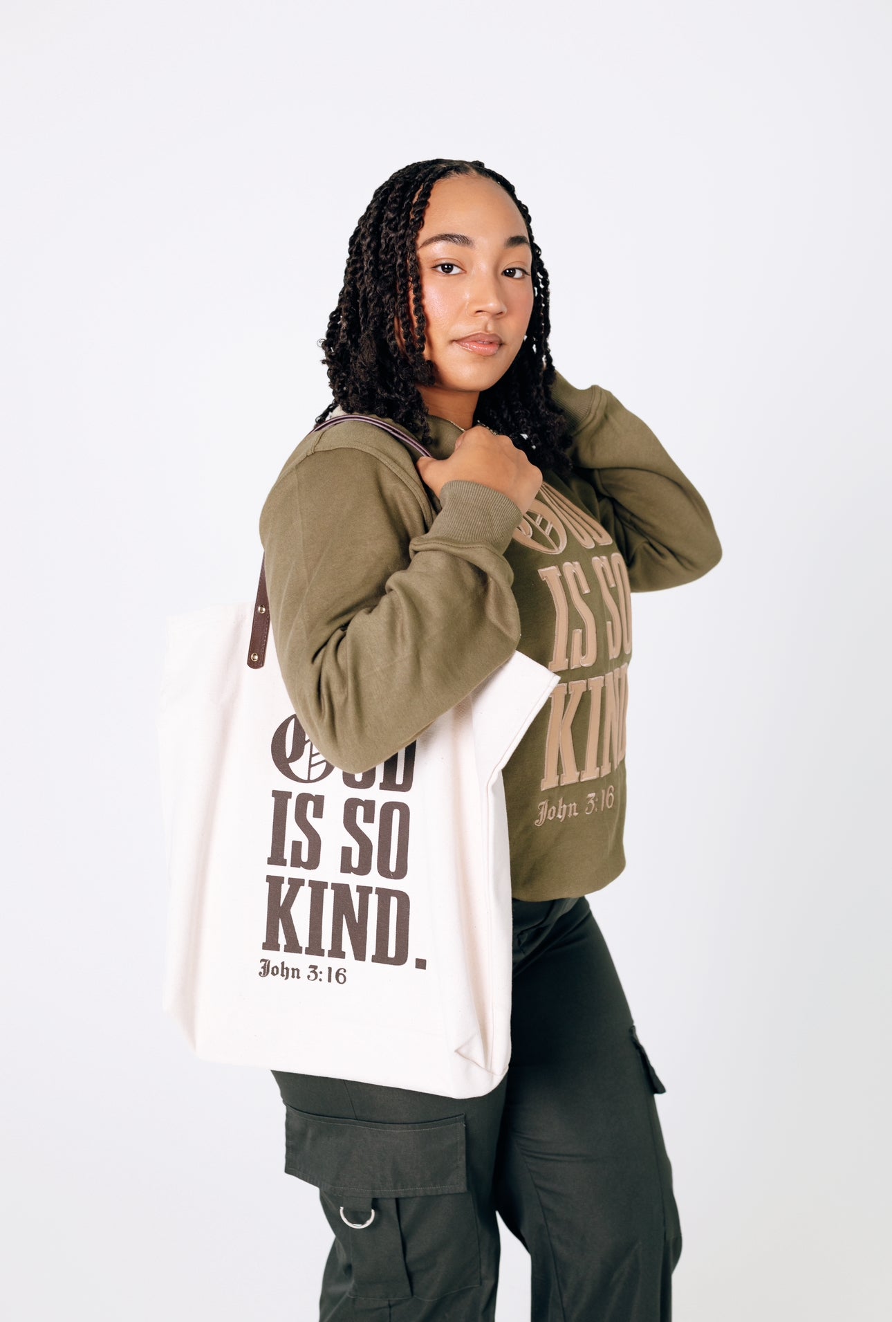 GOD IS SO KIND | Leather Strap Canvas Tote
